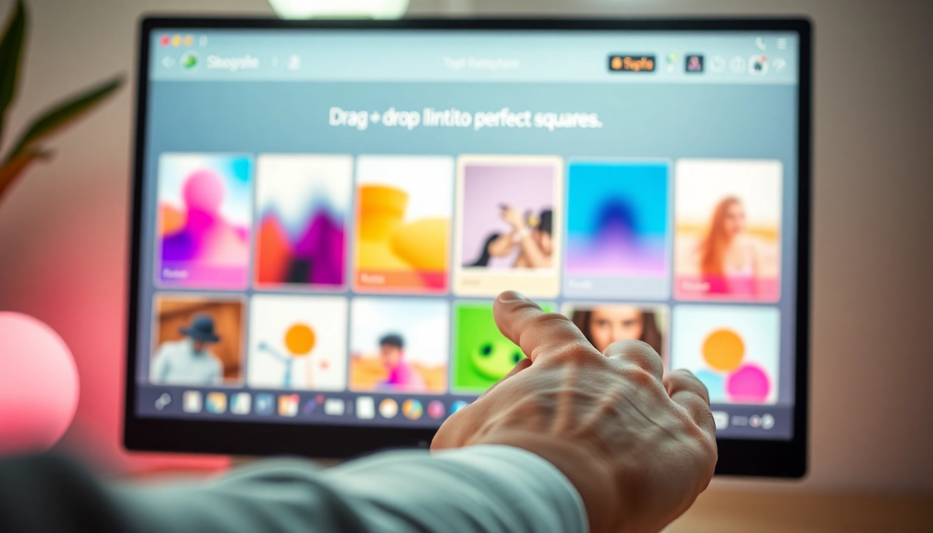 Transform an image square with an online tool showcasing vibrant interface options.