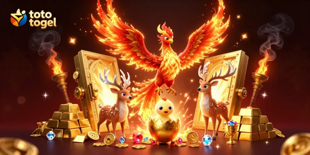 Gambarkan aksi toto togel yang seru dengan phoenix berapi, telur emas, dan kekayaan menggoda.