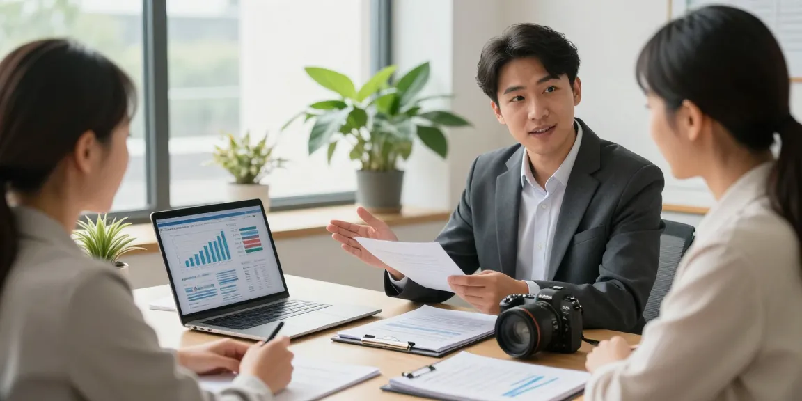 개인회생 전문가가 고객에게 재정 회복 계획을 설명하는 장면