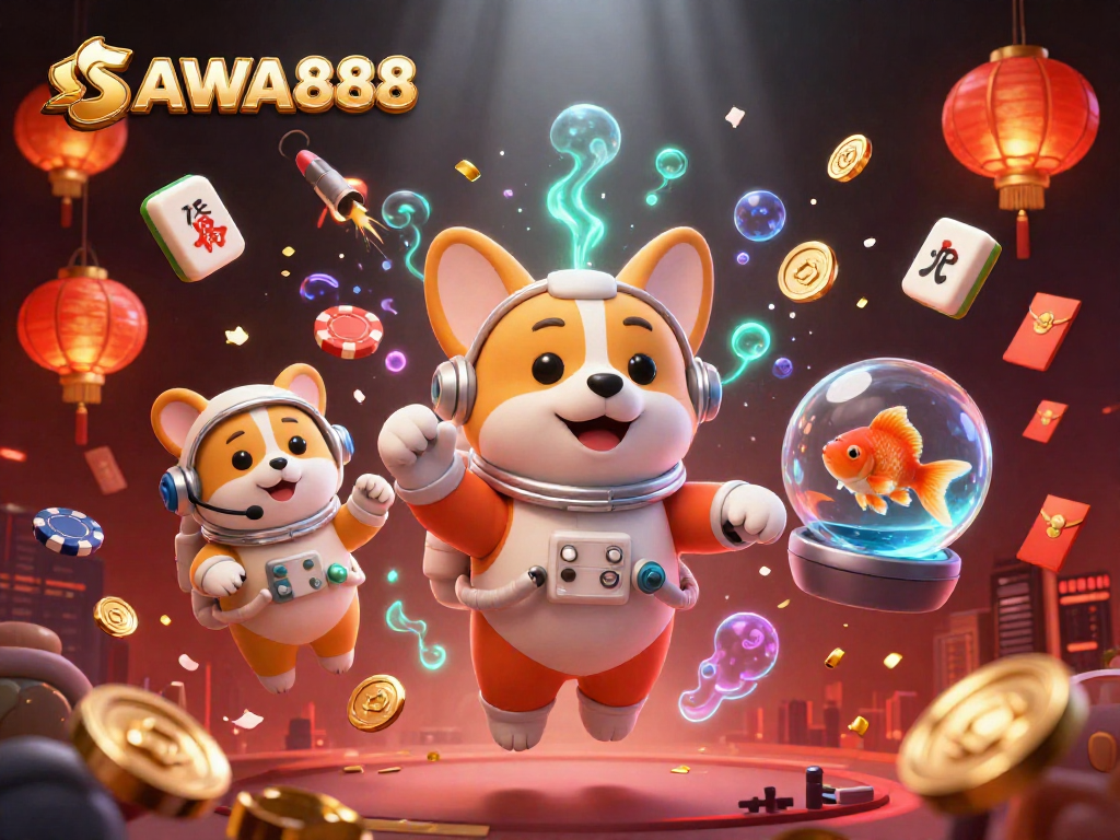 Engage with thrilling slots at SAWA888, where cartoon characters create a vibrant casino atmosphere.