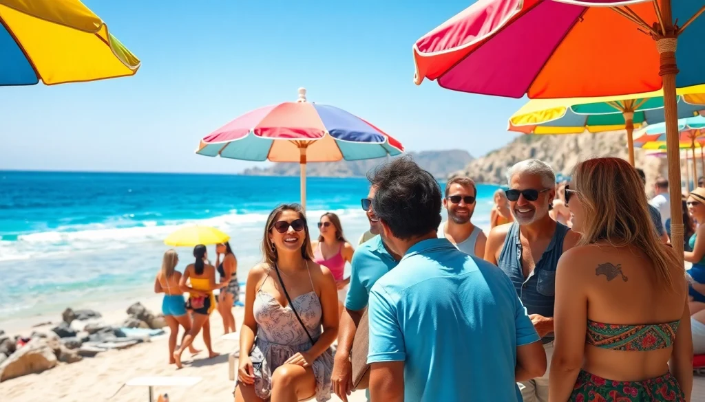 Experience the vibrant community of Living in Cabo as an expat through a lively beach scene.