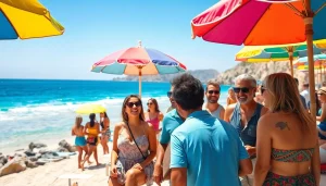 Experience the vibrant community of Living in Cabo as an expat through a lively beach scene.