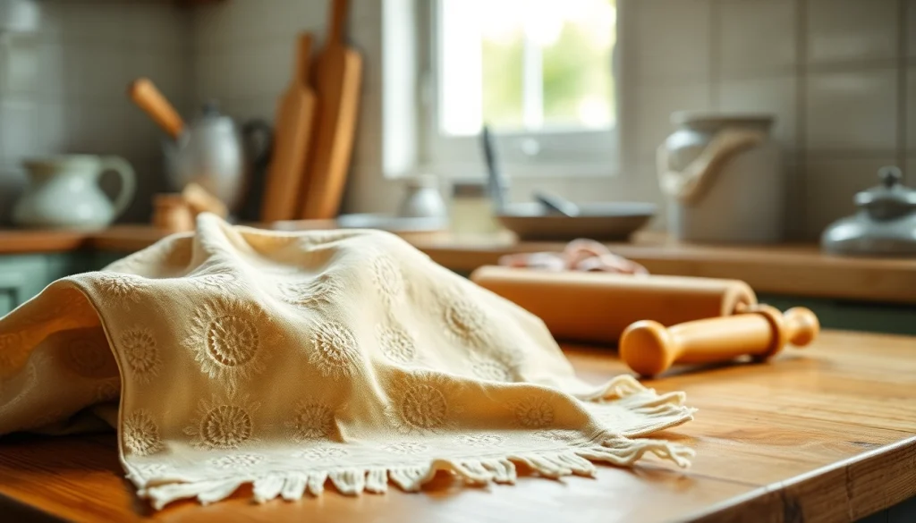 Kook met kaasdoek in een sfeervolle keuken, zacht licht en aardetinten.