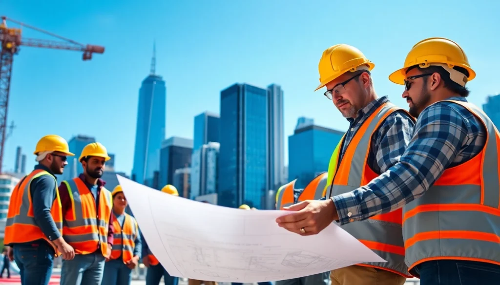 Highlighting a New York Commercial General Contractor team working collaboratively on a construction project.