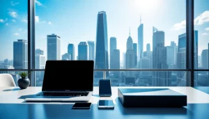 Showcase Technology in a modern workspace with innovative devices.