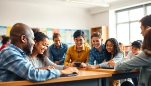 Engaged students experiencing interactive Education activities in a collaborative classroom.