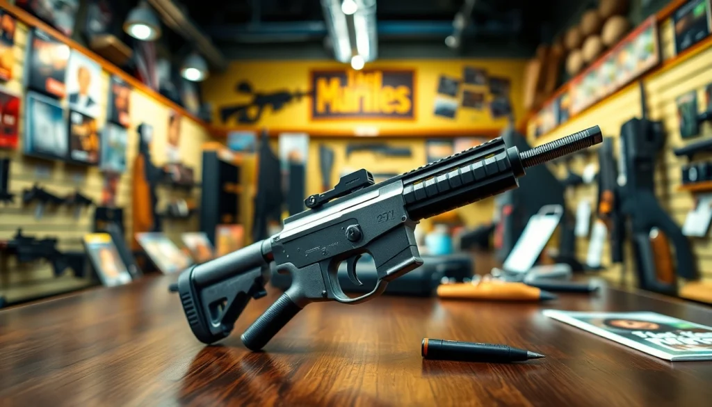 Showcase of a forced reset trigger for sale highlighting its design and quality in a retail environment.