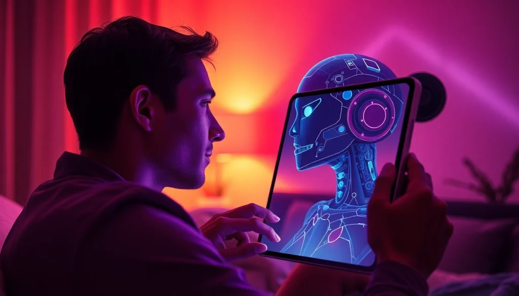 Engaging AI chat sex interaction with a warm, inviting ambiance.