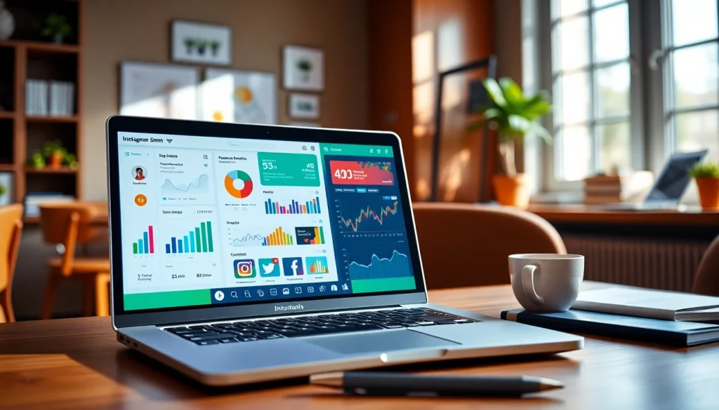 Engage with Instagram smm panel insights in a vibrant marketing workspace featuring social media analytics.