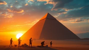 View the majestic Great Pyramid of Giza, featured on https://piraminds.com/ against a stunning sunset backdrop.