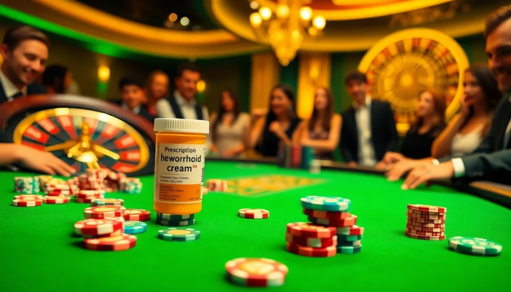 Experience professional gambling with vibrant casino elements and Prescription hemorrhoid cream featured.