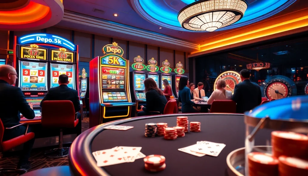 Rasakan sensasi bermain Depo 5k di mesin slot yang berwarna-warni di kasino mewah.