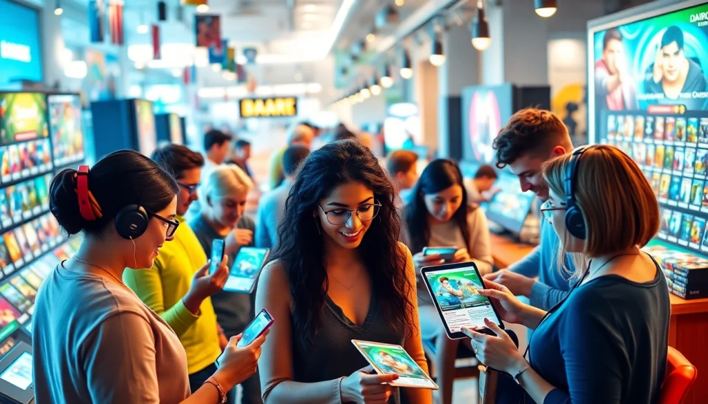 デジタルカードを取引するユーザーを魅了する、活気ある市場で どこでもオリパ 招待コード を紹介する画像。