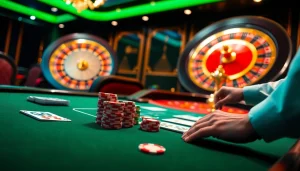 Engaging scene of players at GO88 poker table with vibrant cards and betting chips.