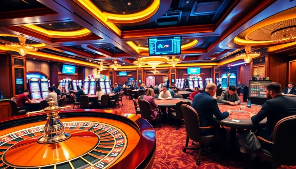 Nova88 casino players enjoying an exciting game of roulette with vibrant lights.