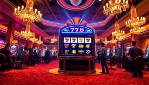 Players enjoying the excitement of the slot 2d machine in a luxurious casino setting.