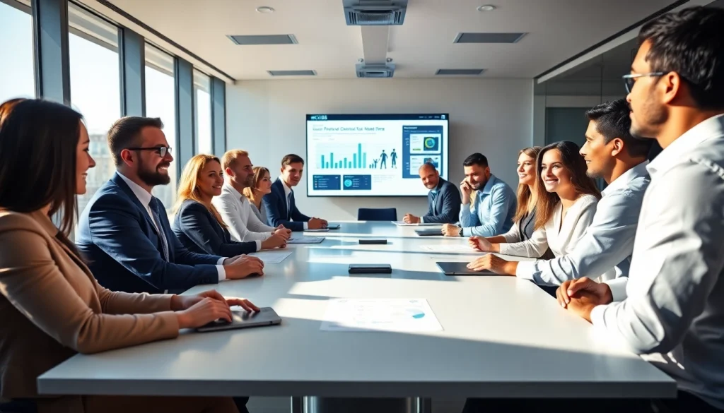 Business meeting representing strategic planning at https://kjc365.com/ with diverse professionals in a modern office.