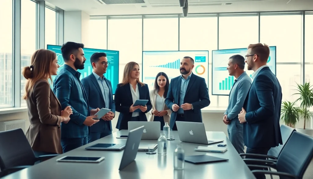 Enhance competitive intelligence for sales strategies with a professional team in a dynamic office.