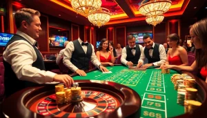 Experience high-stakes excitement with Ev88 4 at a luxurious casino table filled with eager players.