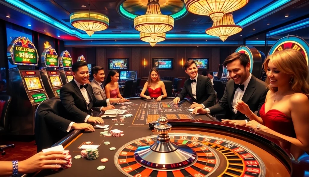 Experience the thrill of topclub gaming as players engage with exciting casino tables and slot machines.