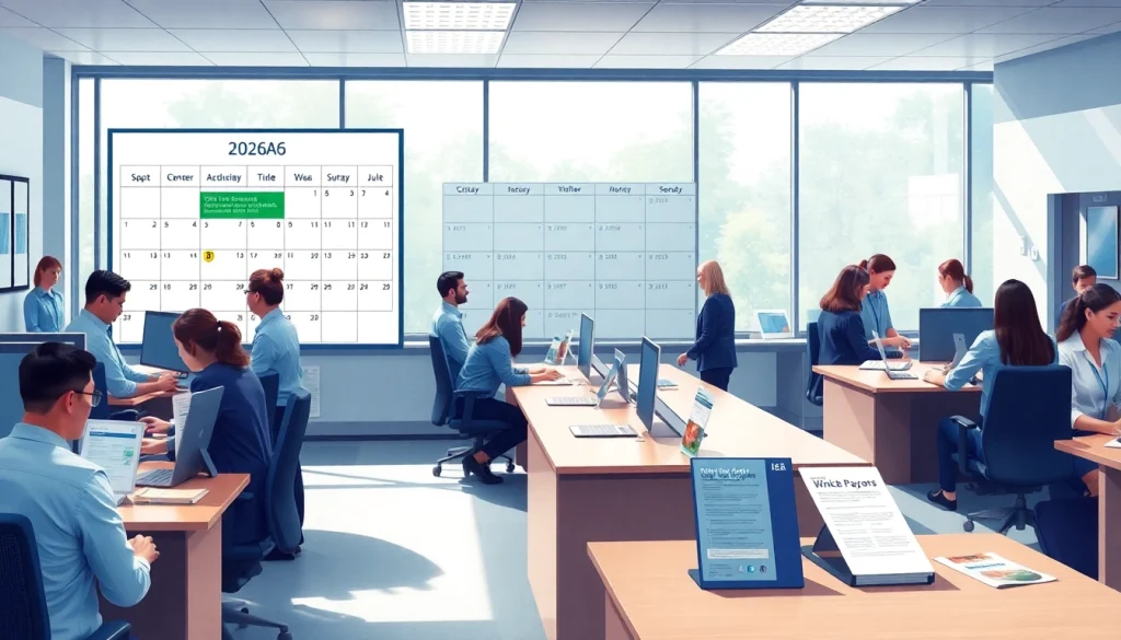 A visual representation of the 2026 IPVA payment schedule at detran go, showcasing a government office context.