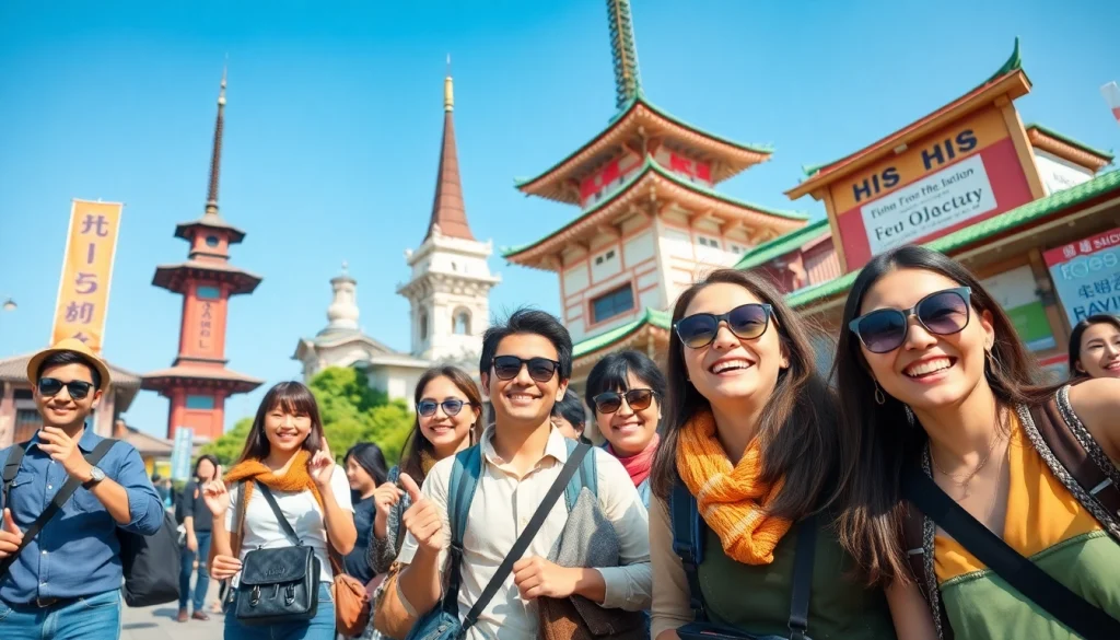 日本でHISクーポンを使って割引を楽しむ旅行者。