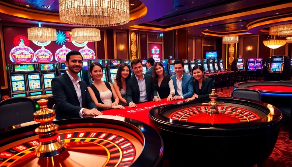 Experience high-stakes excitement at i5bet with a vibrant casino scene featuring poker and roulette.