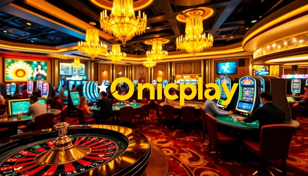 Experience thrilling gameplay at Onicplay with vibrant casino tables and slot machines.
