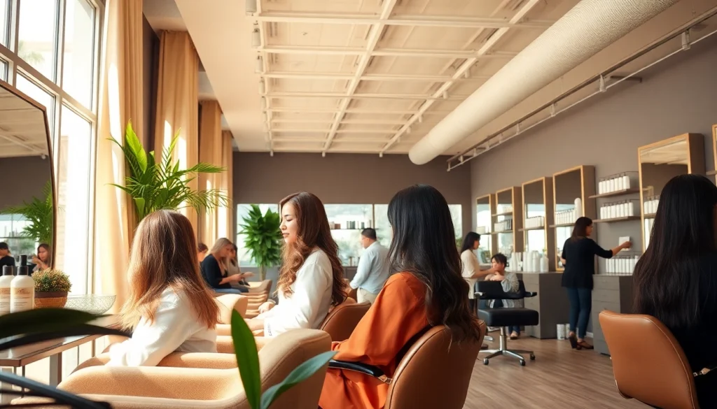 Omnia Salon in San Diego, a premier destination for hair services, showcasing skilled stylists and Aveda products.