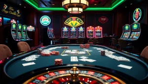 Experience the thrill of the 789P casino with an exciting poker table featuring vibrant chips and cards.