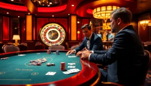 S8 players enjoying a thrilling poker game with vibrant chips and cards on a luxurious casino table.