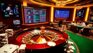 Experience thrilling gameplay at RR88 with luxurious casino tables, vibrant poker chips, and engaging roulette action.