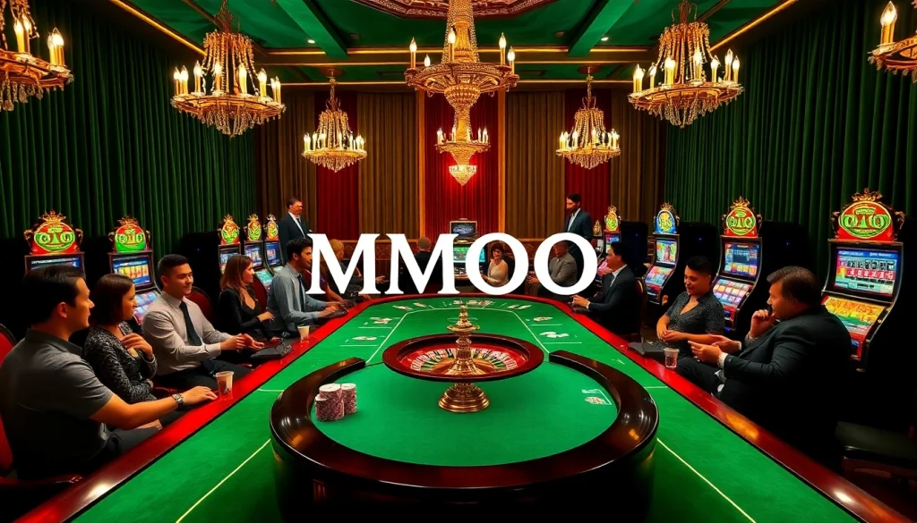 Experience the luxury of MMOO gambling with vibrant slots, poker chips, and roulette.