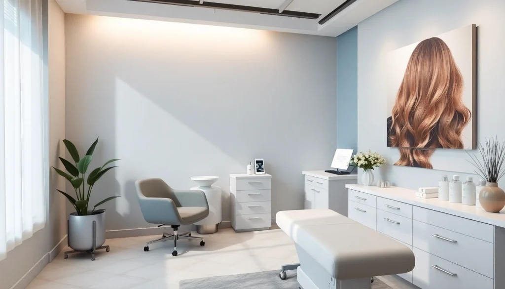 現代的なヘア製品を揃えた居心地の良いクリニック環境での女性の薄毛治療