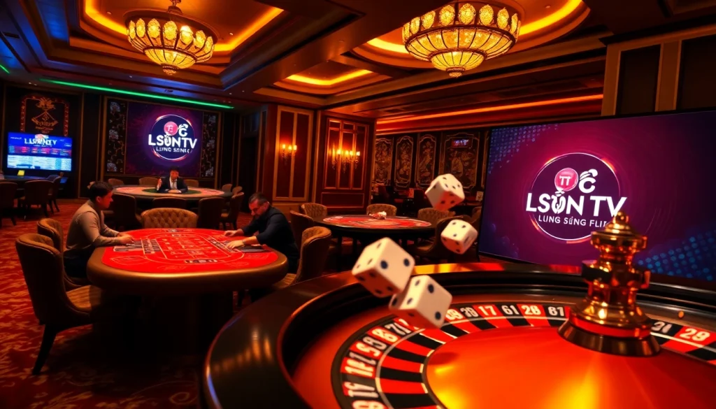 Lương Sơn TV enhances online gambling experience with vibrant casino setting and thrilling atmosphere.