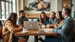 Individuals exploring rijbewijs kopen 300 euro options at a café.