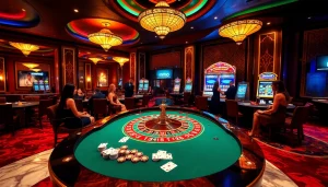 Engaging gamblers at MMOO casino table with poker chips and cards.