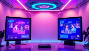 Interactive NSFW AI chat interface showcasing diverse avatars and digital conversations.