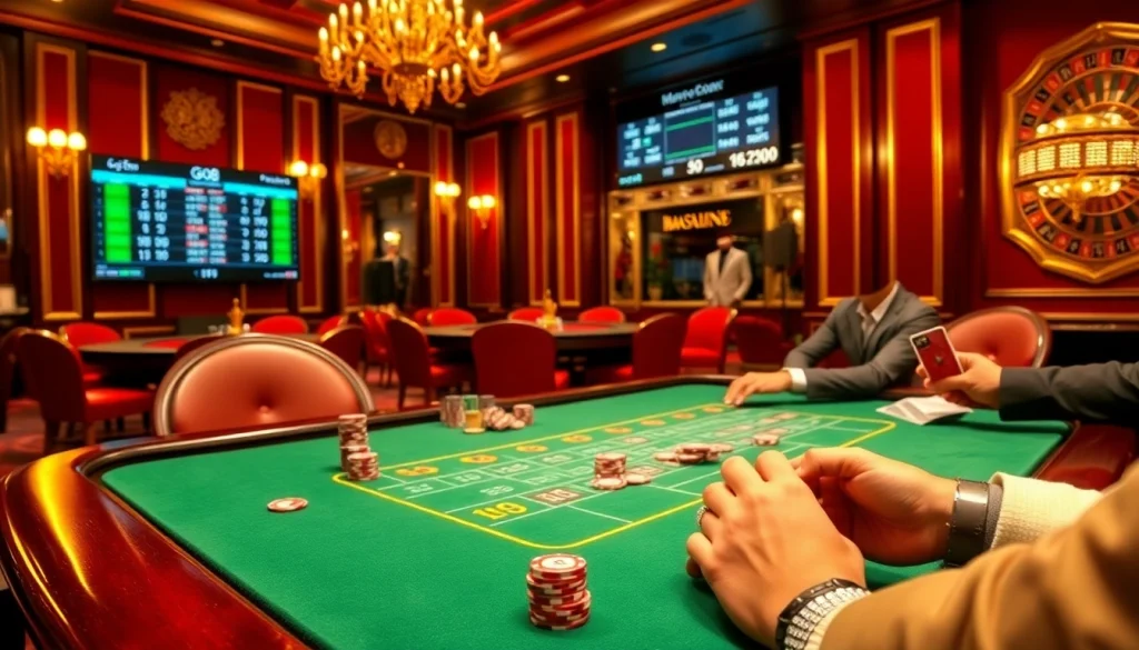 Experience the luxury of high-stakes gaming at go8 casino with professional players at a vibrant table.