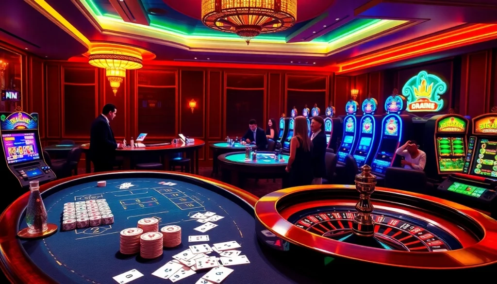 Experience intense gameplay at MM88 with vibrant casino visuals showing poker, roulette, and slots.