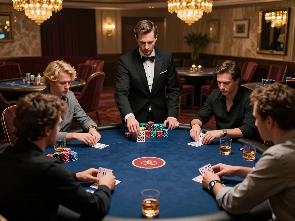 Engaging poker game scene at 5699 com's exclusive high-stakes tables