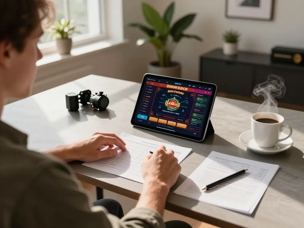 Engaging in online casino gaming, giường bệnh nhân displayed on tablet, emphasizing strategic gameplay and bankroll management.