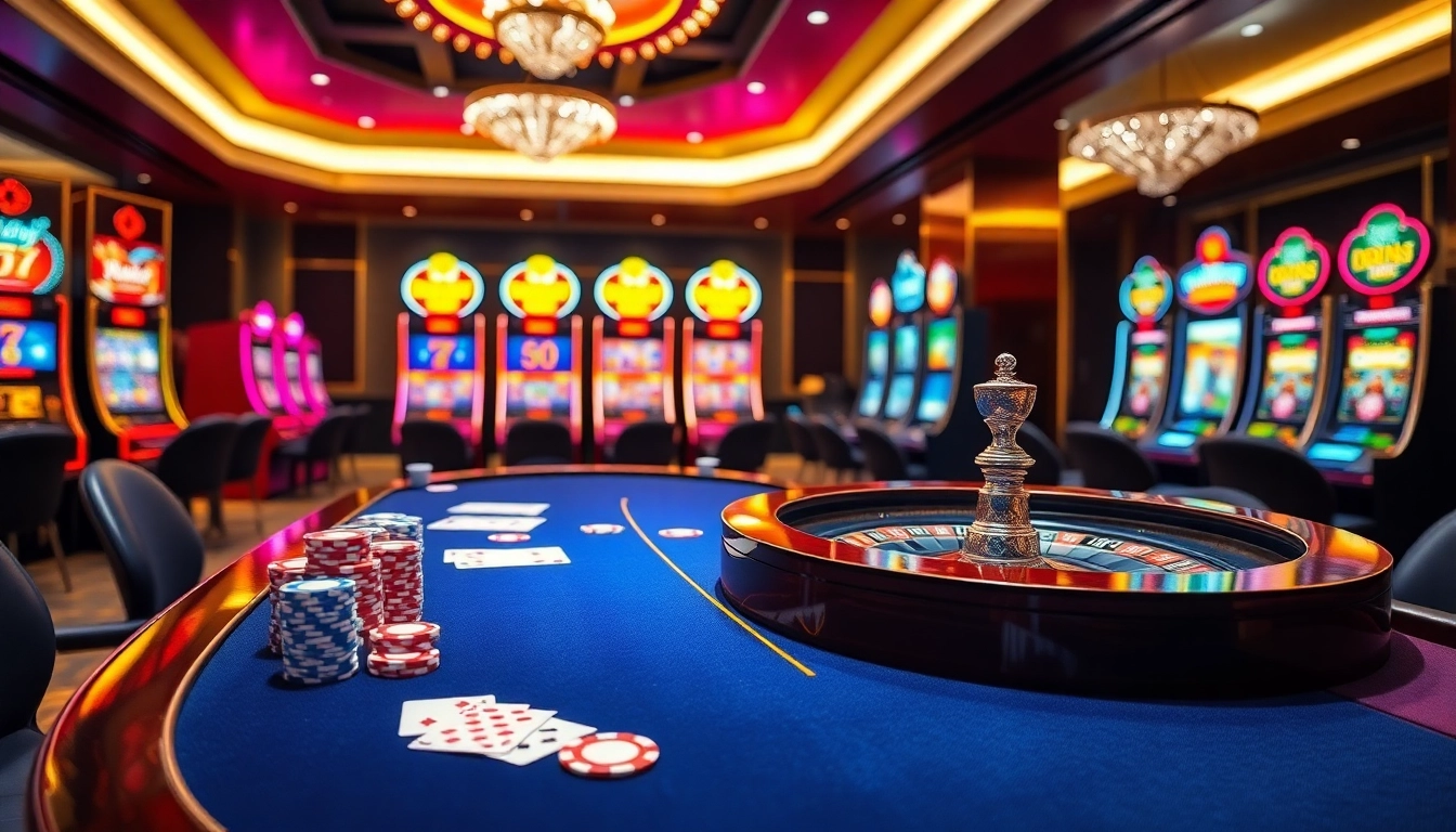 Engaging casino atmosphere featuring https://kiss918-ori.app with stylish gaming tables and vibrant slot machines.