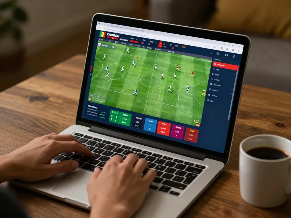Engaged user placing bets on Cakhia sports betting platform with live match statistics displayed