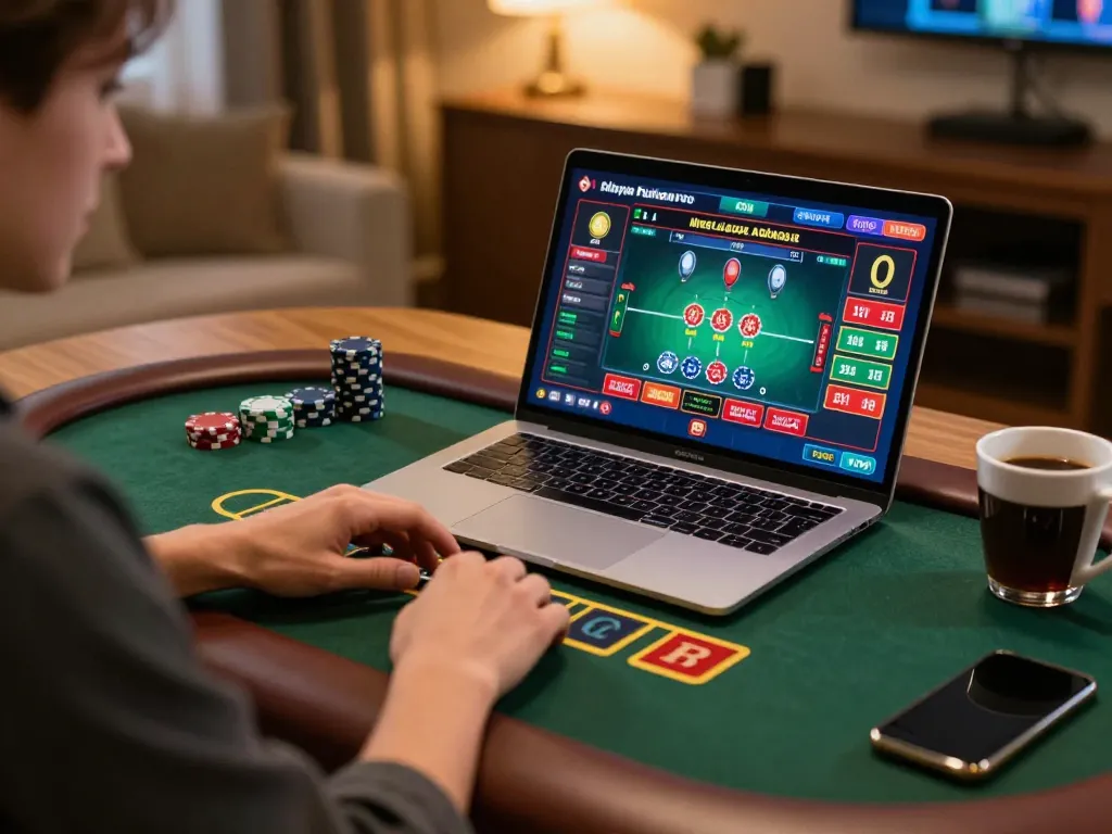 Player enjoying online blackjack at open88, showcasing a vibrant gaming atmosphere.