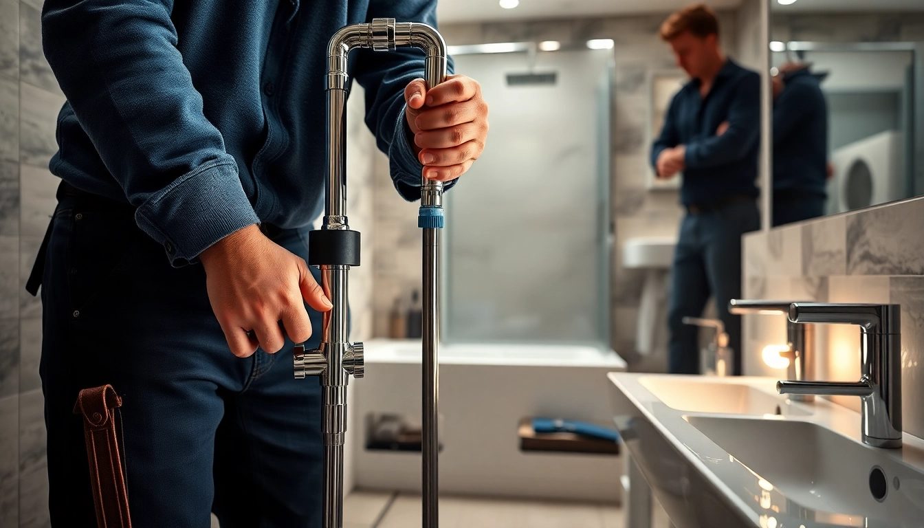 Die sonni sanitär GmbH zeigt professionelle Handwerker, die Badezimmerinstallationen durchführen.