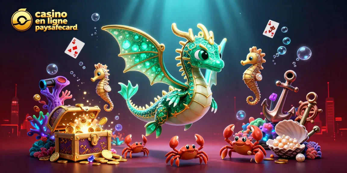 Plongez dans l'univers du casino en ligne paysafecard avec un dragon de mer en 3D et des trésors sous-marins.