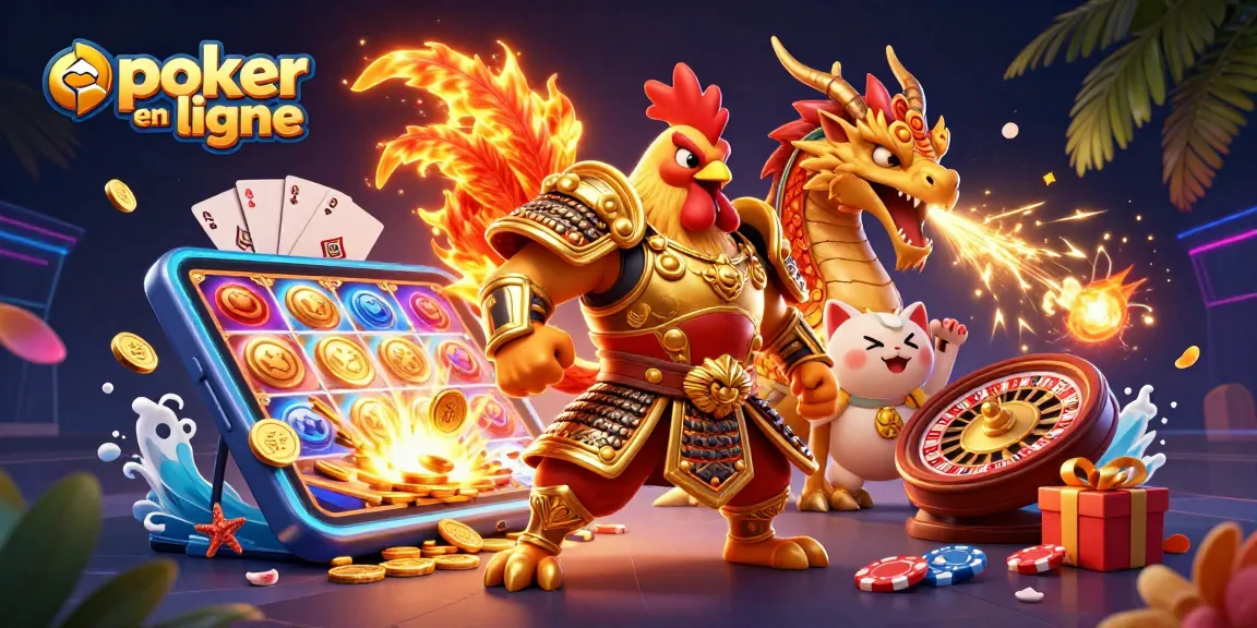 Plongez dans l'univers du poker en ligne avec des personnages colorés et des jeux visibles.