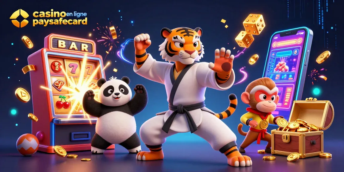 Un casino en ligne paysafecard vibrant avec des personnages animés éclatants et des éléments de jeu captivants.