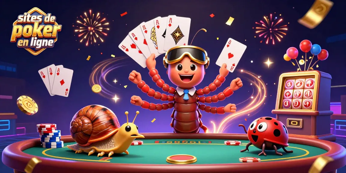 Jouez sur des sites de poker en ligne avec d'excitantes mains et des jetons en pleine action.